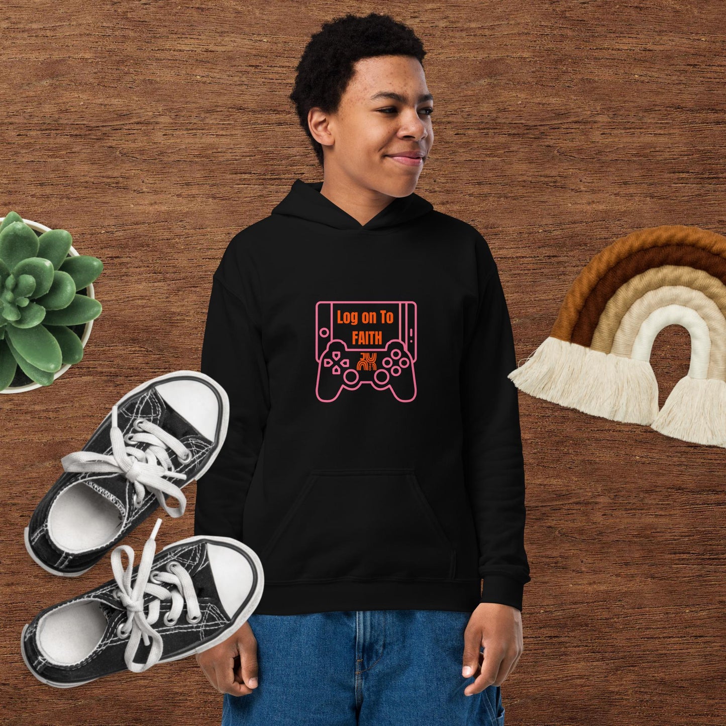 Log on to Faith Youth heavy blend hoodie