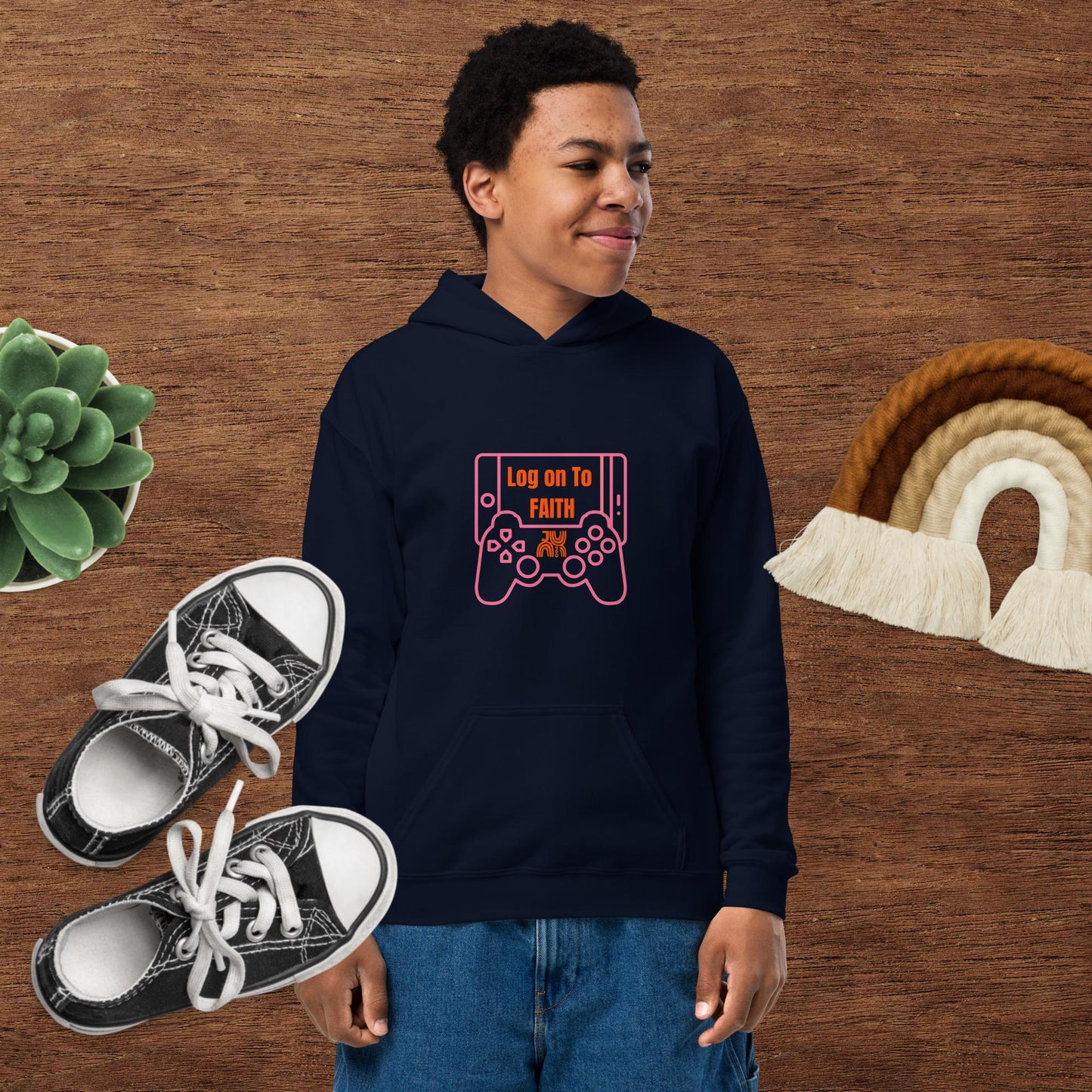 Log on to Faith Youth heavy blend hoodie