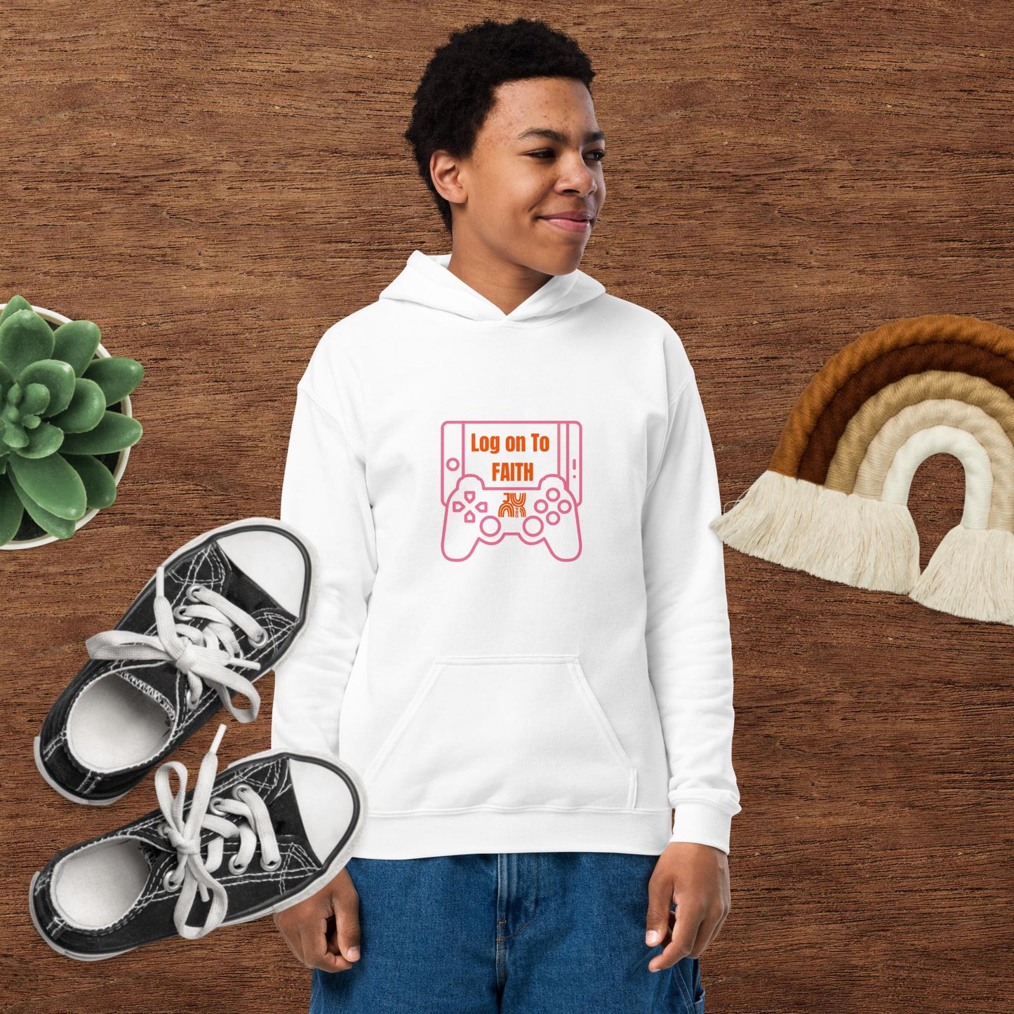 Log on to Faith Youth heavy blend hoodie