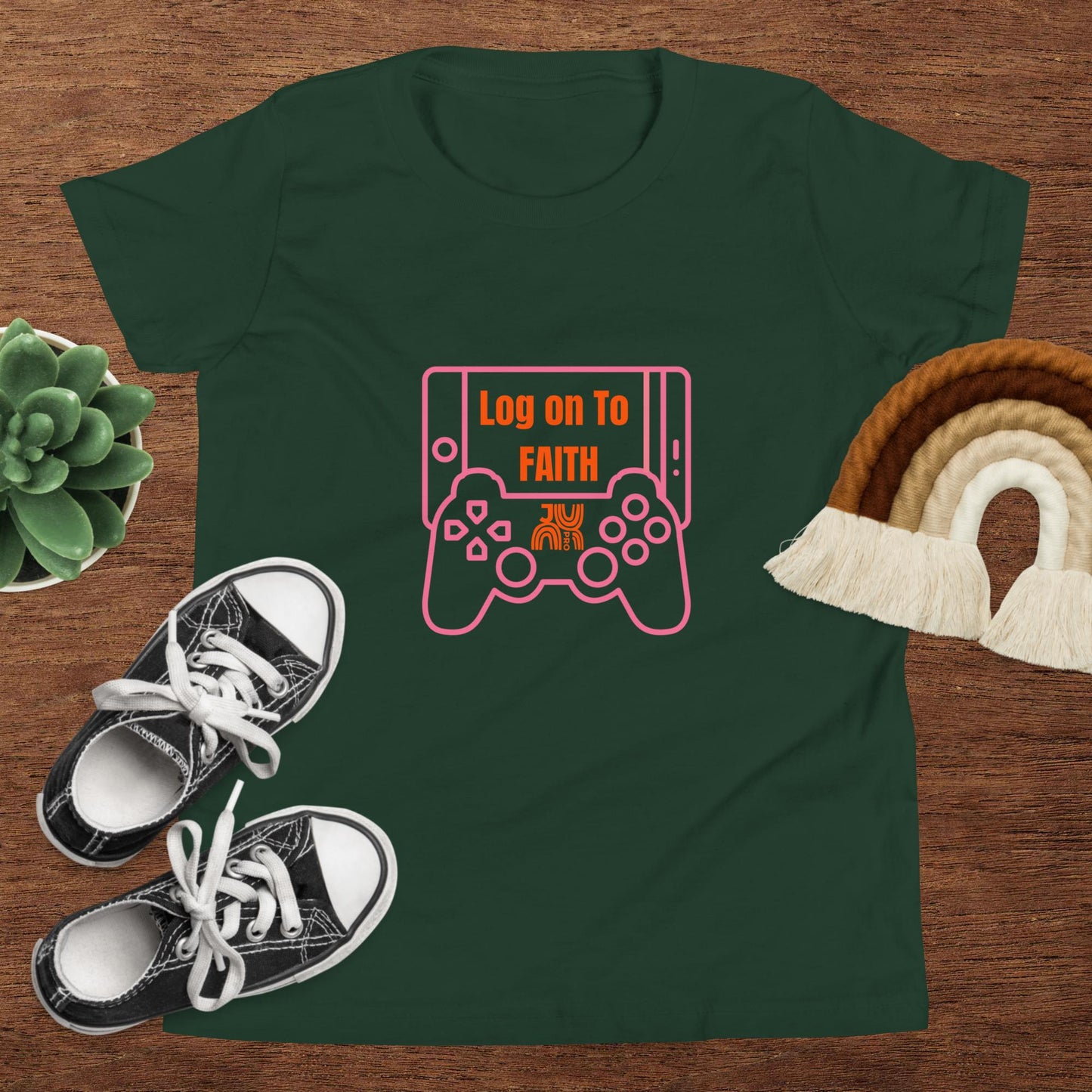 Log on to Faith - Youth Short Sleeve T-Shirt