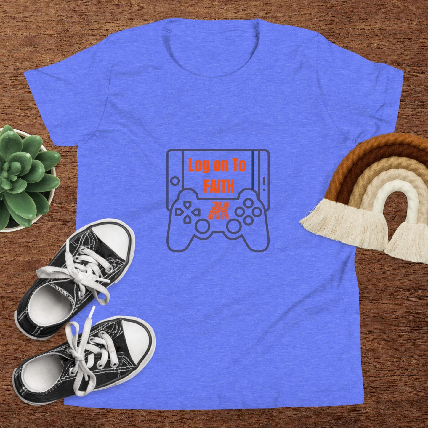 Log on to Faith Youth Short Sleeve T-Shirt - Blue