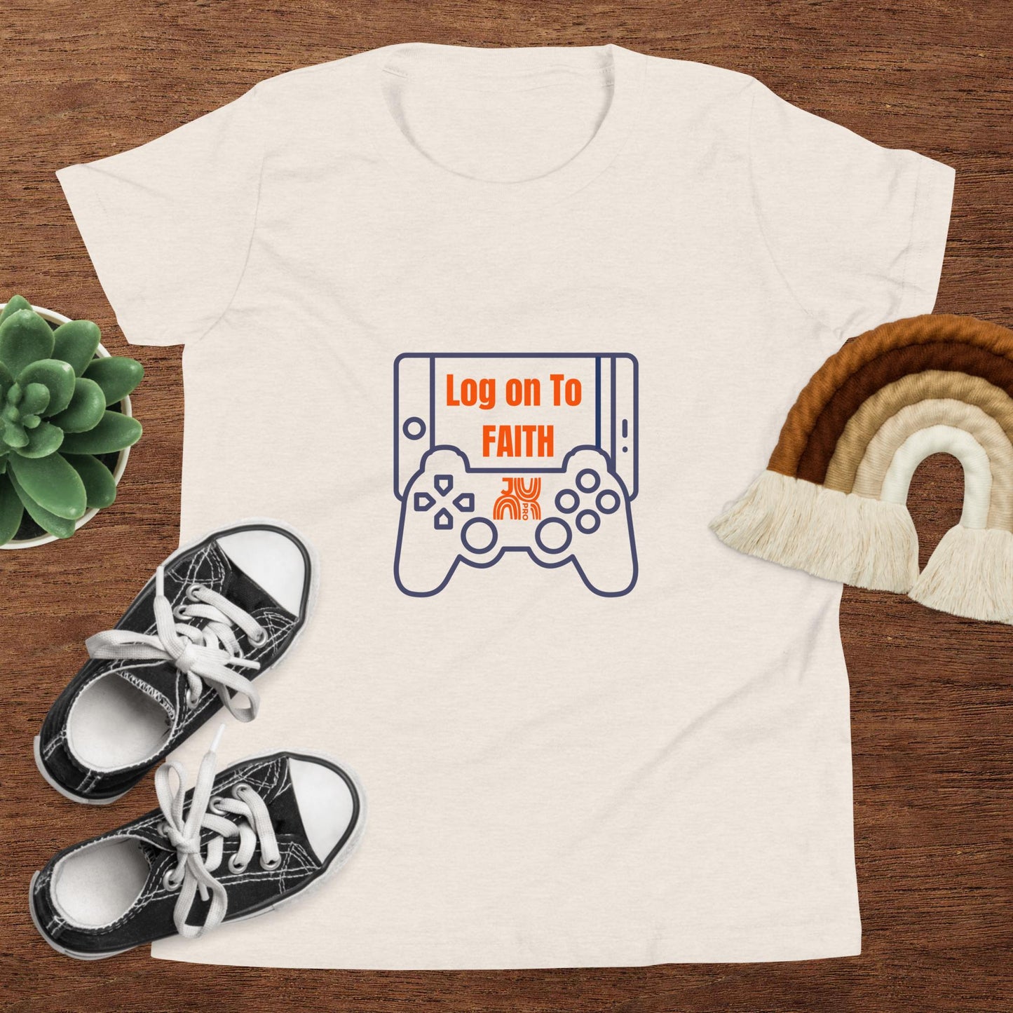 Log on to Faith Youth Short Sleeve T-Shirt - Blue
