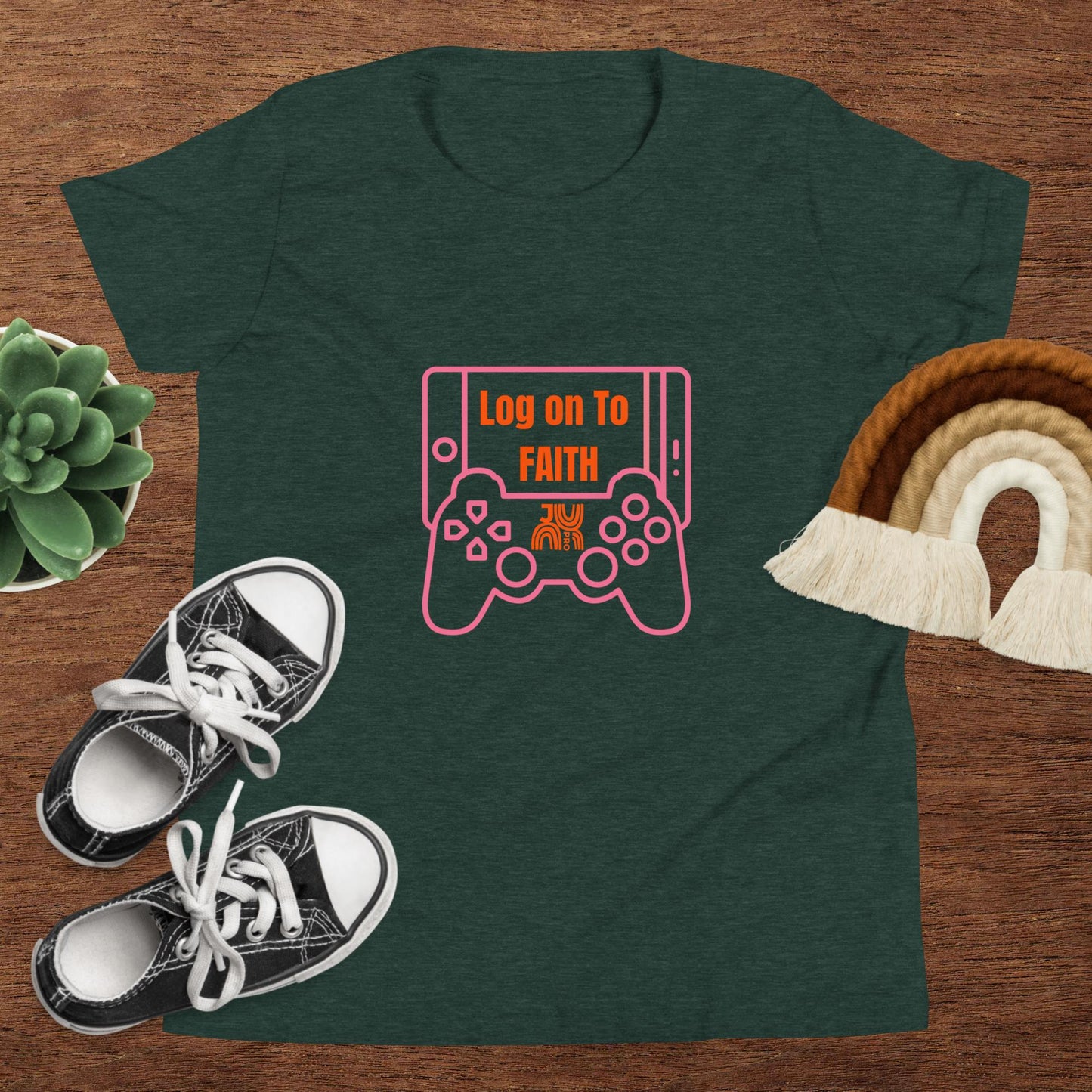 Log on to Faith - Youth Short Sleeve T-Shirt