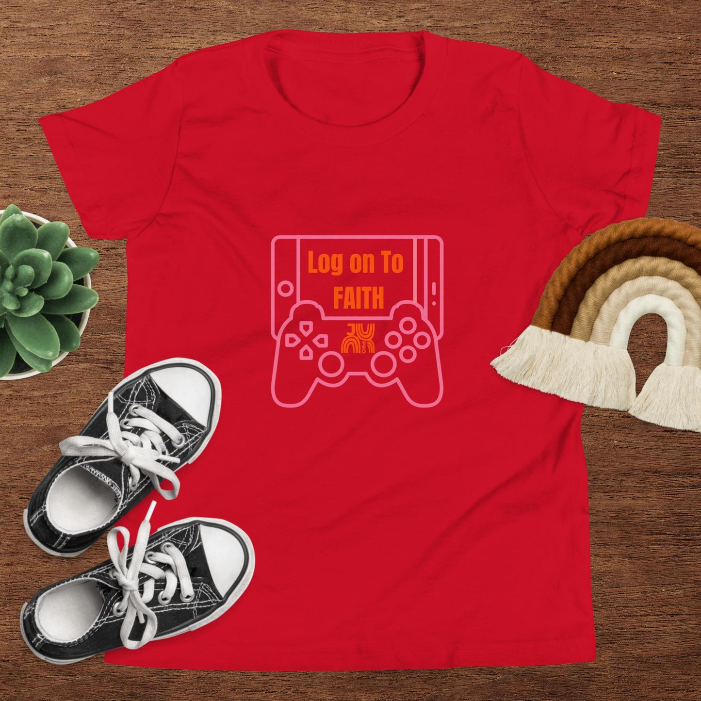 Log on to Faith - Youth Short Sleeve T-Shirt
