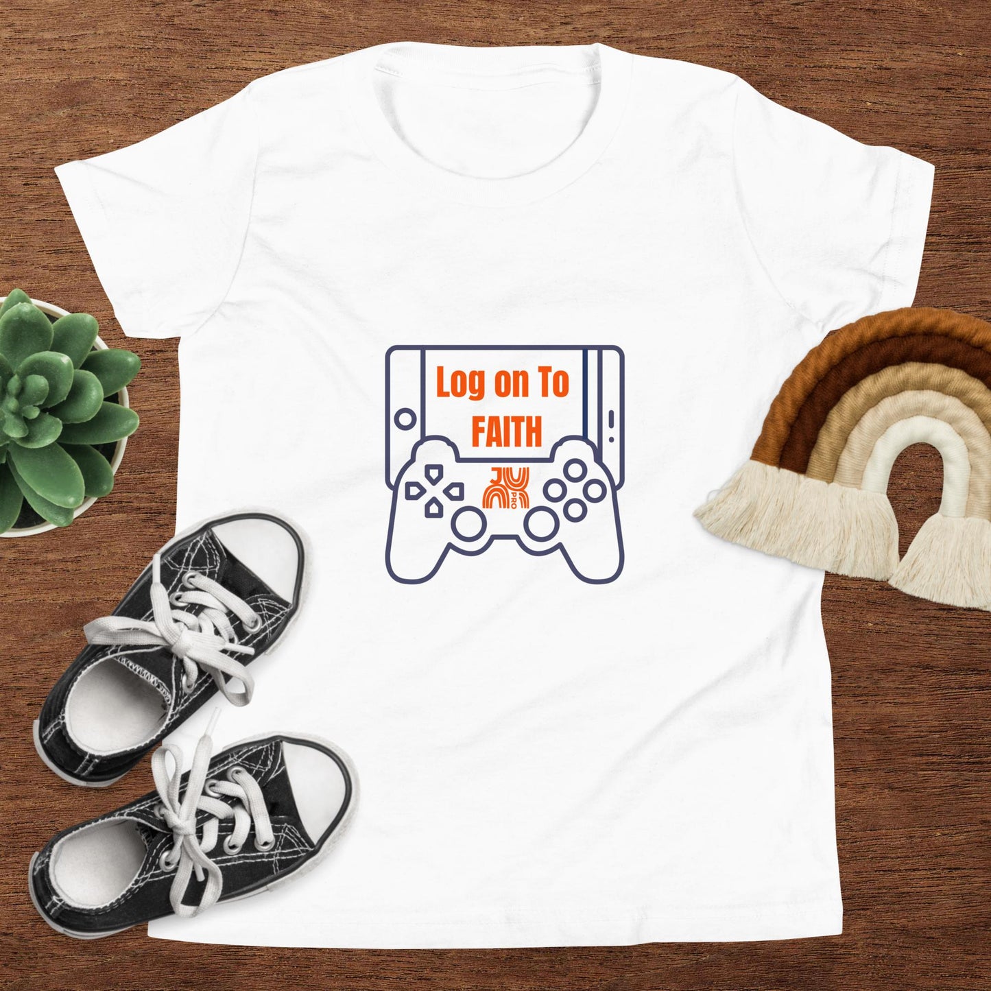 Log on to Faith Youth Short Sleeve T-Shirt - Blue